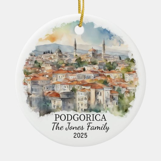 Gepersonaliseerde Podgorica Ornament, Montenegro G Keramisch Ornament (Voorkant)