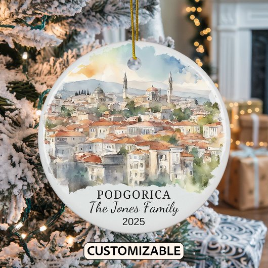 Gepersonaliseerde Podgorica Ornament, Montenegro G Keramisch Ornament