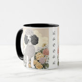 Gepersonaliseerde poedel in grillige bloemen mok (Voorkant links)