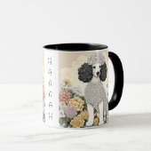 Gepersonaliseerde poedel in grillige bloemen mok (Voorkant rechts)