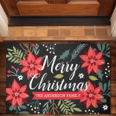 Gepersonaliseerde Poinsettia Kerstmis Deurmat