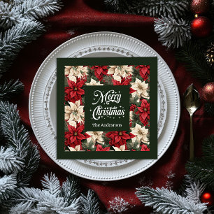Gepersonaliseerde Poinsettia Napkins Chic Vakantie Servet