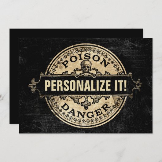 Gepersonaliseerde Poison Style Label Uitnodiging (Voorkant / Achterkant)