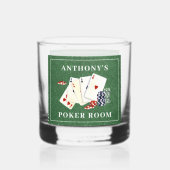 Gepersonaliseerde Poker Cards Casino Whisky Glas (Voorkant)