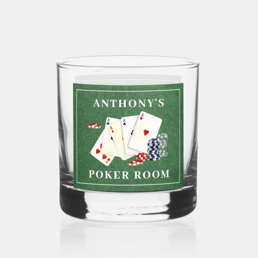 Gepersonaliseerde Poker Cards Casino Whisky Glas (Achterkant)