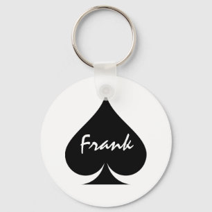 Gepersonaliseerde poker sleutelhanger met schoppen