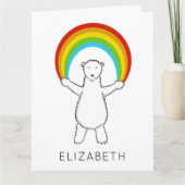 Gepersonaliseerde Polar Beer en Rainbow Verjaardag Kaart (Voorkant)