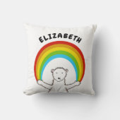 Gepersonaliseerde Polar Beer en Rainbow Verjaardag Kussen (Voorkant)