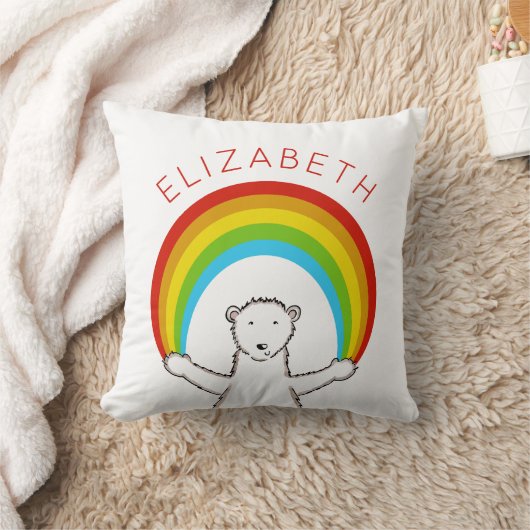 Gepersonaliseerde Polar Beer en Rainbow Verjaardag Kussen (Deken)