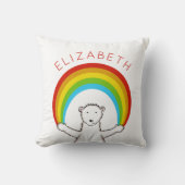 Gepersonaliseerde Polar Beer en Rainbow Verjaardag Kussen (Voorkant)