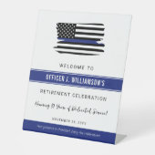 Gepersonaliseerde Politie Pensioen Viering Reclamebord Met Voetstuk (Voorkant)