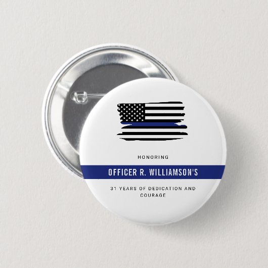 Gepersonaliseerde Politie Pensioen Viering Ronde Button 5,7 Cm (Voorkant /achterkant)