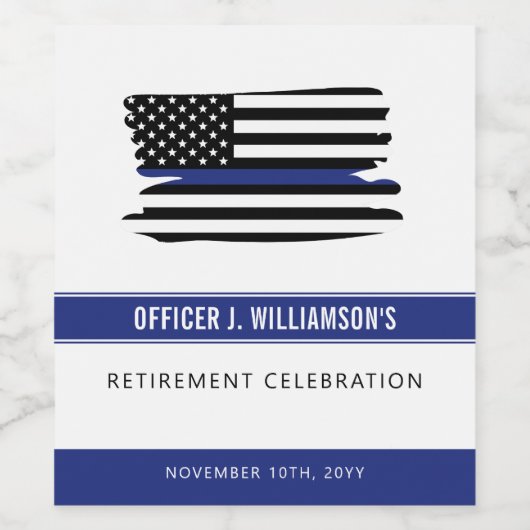 Gepersonaliseerde Politie Pensioen Viering Wijn Etiket (Enkel label)