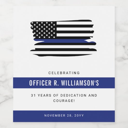 Gepersonaliseerde Politie Pensioen Viering Wijn Etiket (Enkel label)