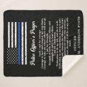 Gepersonaliseerde politieagent bidt Thin Blue Line Sherpa Deken (Voorkant (horizontaal))