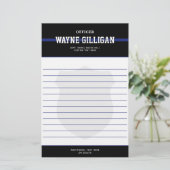 Gepersonaliseerde politieagent voor wetshandhaving briefpapier (Staand voorkant)