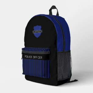Gepersonaliseerde Politiebadge Blauwe Strepen Bedrukte Rugzak