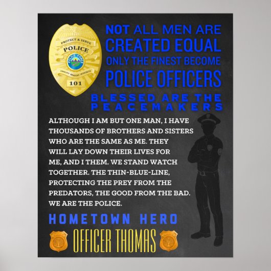 Gepersonaliseerde politieman Gift. Politiebord. EM Poster (Voorkant)