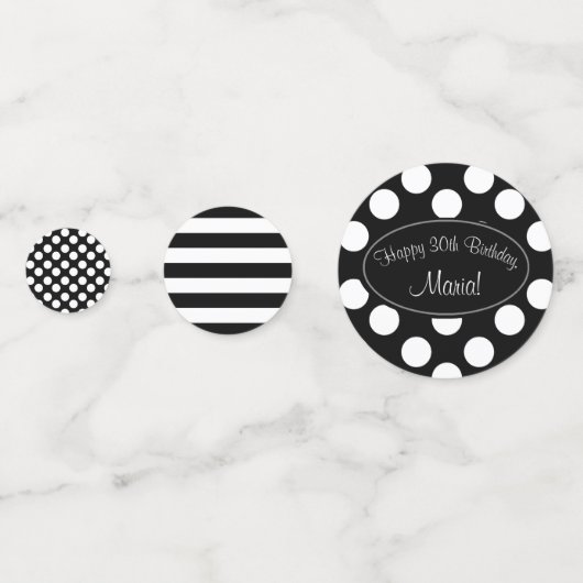 Gepersonaliseerde Polka Dot en Stripes Tafel Confe Confetti (Achterkanten)