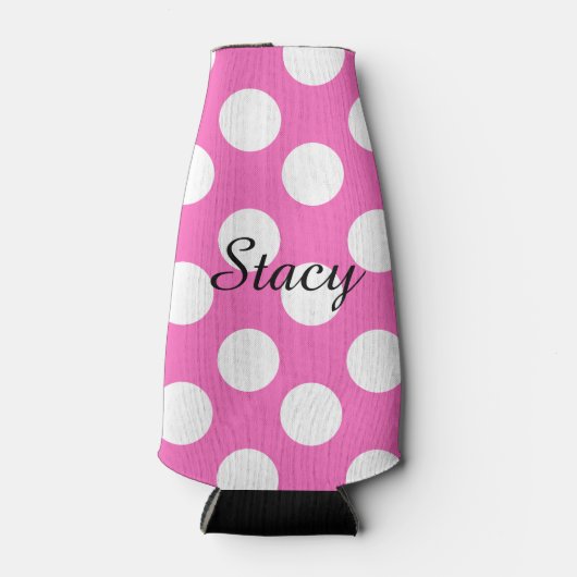 Gepersonaliseerde polka dot fles koeler (Voorkant)