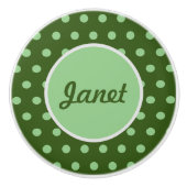 Gepersonaliseerde Polka Dot Keramische Knop (groen (Voorkant)
