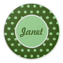 Gepersonaliseerde Polka Dot Keramische Knop (groen
