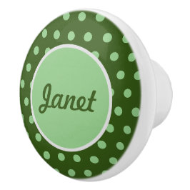 Gepersonaliseerde Polka Dot Keramische Knop (groen