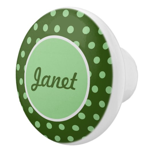 Gepersonaliseerde Polka Dot Keramische Knop (groen (Rechts)