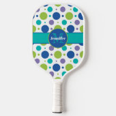 Gepersonaliseerde Polka Dot Limoen, Paars, Blauwgr Pickleball Paddle (Achterkant)