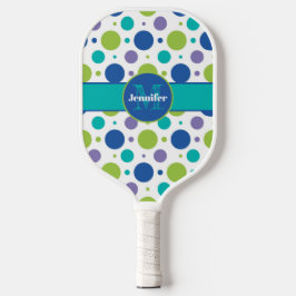 Gepersonaliseerde Polka Dot Limoen, Paars, Blauwgr Pickleball Paddle