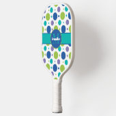 Gepersonaliseerde Polka Dot Limoen, Paars, Blauwgr Pickleball Paddle (Links)