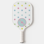 Gepersonaliseerde polka dot met bloemenmonogram pickleball paddle (Achterkant)