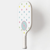 Gepersonaliseerde polka dot met bloemenmonogram pickleball paddle (Links)