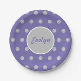 Gepersonaliseerde Polka Dot Paper Borden (Lavendel Papieren Bordje