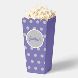 Gepersonaliseerde Polka Dot Popcorn Box (Lavendel) Bedankdoosjes