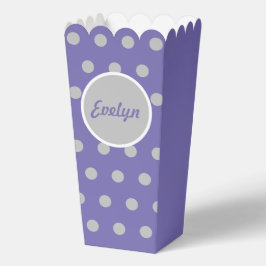 Gepersonaliseerde Polka Dot Popcorn Box (Lavendel) Bedankdoosjes
