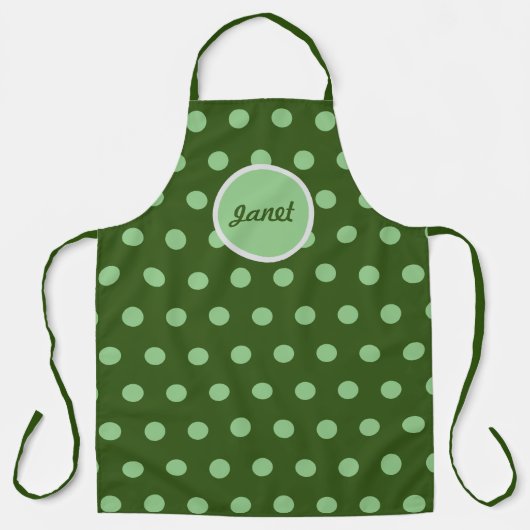 Gepersonaliseerde Polka Dot Schort (Hunter Green & (Voorkant)