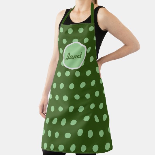 Gepersonaliseerde Polka Dot Schort (Hunter Green & (Insitu)