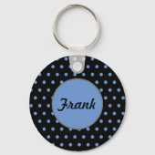 Gepersonaliseerde Polka Dot Sleutelhanger (Zwart & (Voorkant)