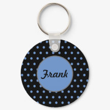 Gepersonaliseerde Polka Dot Sleutelhanger (Zwart &