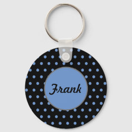 Gepersonaliseerde Polka Dot Sleutelhanger (Zwart &