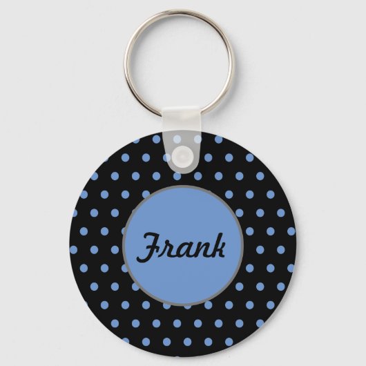 Gepersonaliseerde Polka Dot Sleutelhanger (Zwart & (Voorkant)