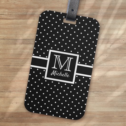 Gepersonaliseerde polka dot spot monogram bagagelabel