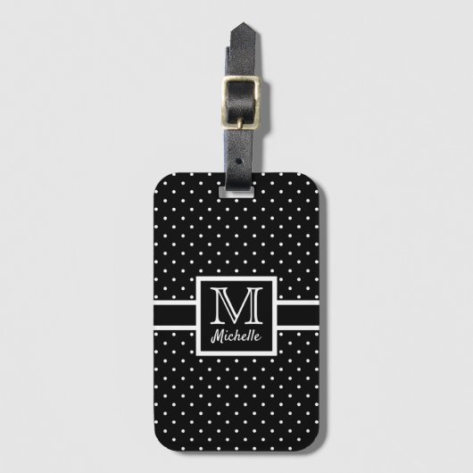 Gepersonaliseerde polka dot spot monogram bagagelabel (Voorkant (verticaal))