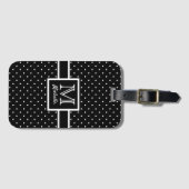 Gepersonaliseerde polka dot spot monogram bagagelabel (Voorkant (horizontaal))