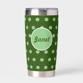 Gepersonaliseerde Polka Dot Thermal Tumbler (Groen Geïsoleerde Drinkbeker