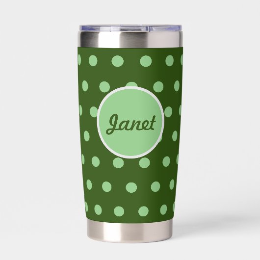 Gepersonaliseerde Polka Dot Thermal Tumbler (Groen Geïsoleerde Drinkbeker (Voorkant)