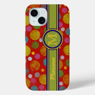 gepersonaliseerde Polka Dots kleur iPhone 15 Case