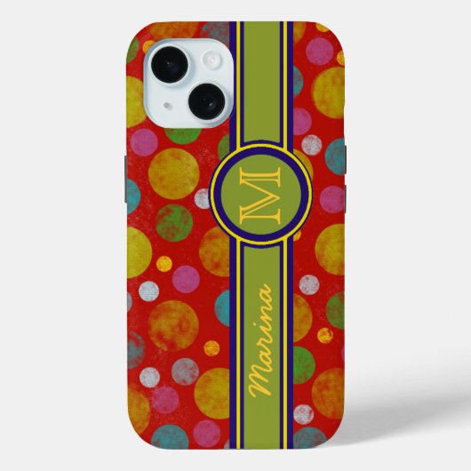 gepersonaliseerde Polka Dots kleur Case-Mate iPhone Case (Achterkant)
