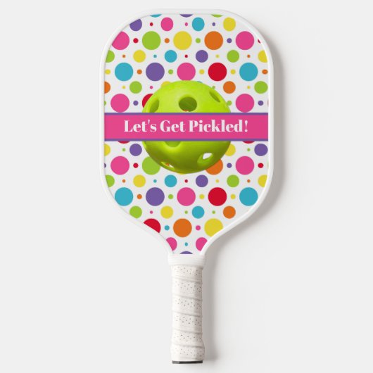 Gepersonaliseerde Polka Dots Laten we Pickleba hal Pickleball Paddle (Voorkant)